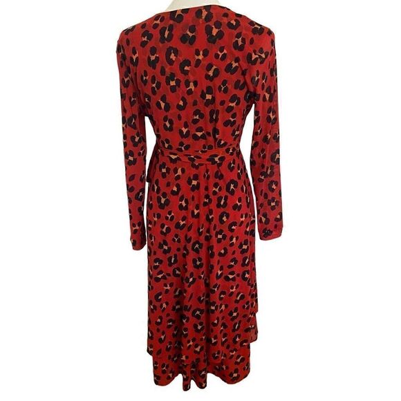 CAbi #5571 Siren Red Leopard Wrap Dress Medium Animal Print Cheetah - Picture 3 of 6